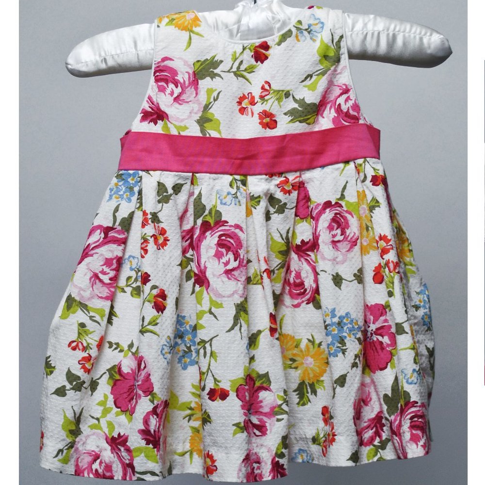 Children's Place Hot Pink, Multicolor Floral Dress- 0-3 Months w Bloomers Set